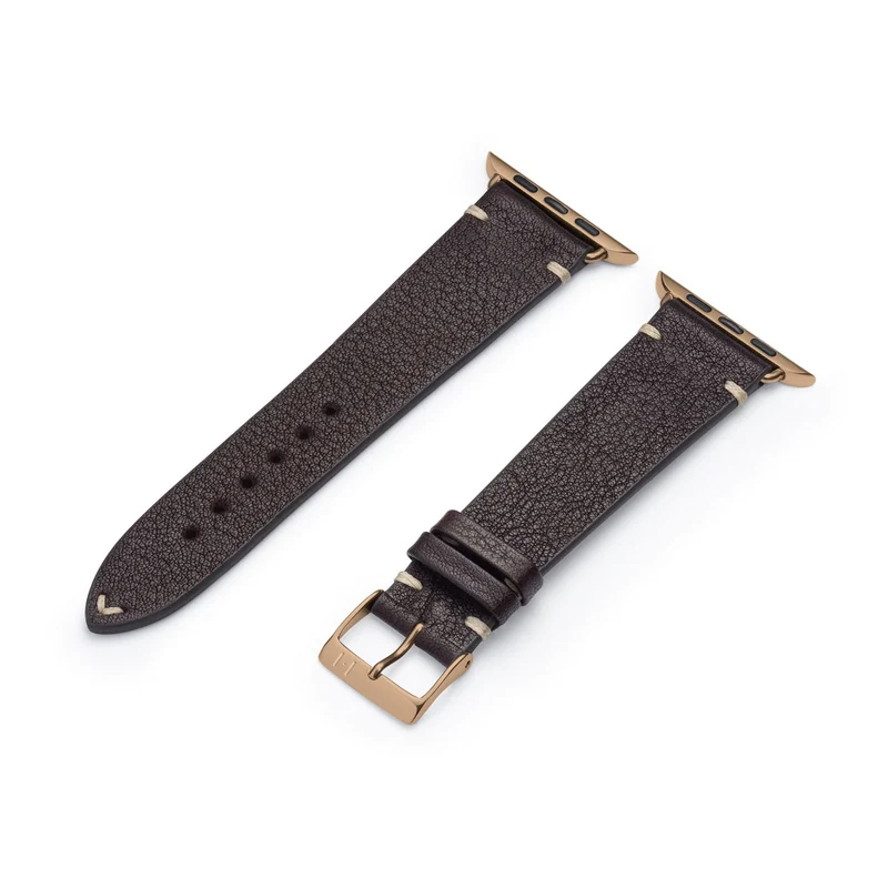 Apple Watch 1-9 Lederarmband aus weichem Leder "ALTONA" (Bioleder) – Mokka