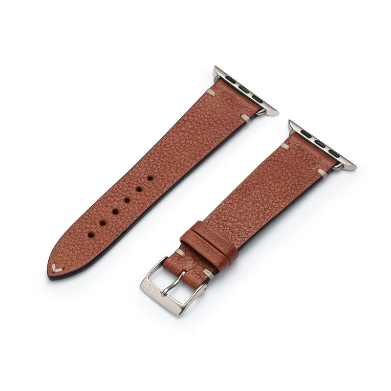 Apple Watch 1-9 Lederarmband aus weichem Leder "ALTONA" (Bioleder) – Cognac