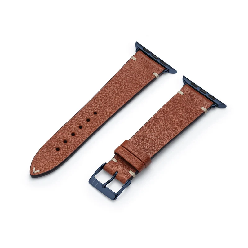Apple Watch 1-9 Lederarmband aus weichem Leder "ALTONA" (Bioleder) – Cognac