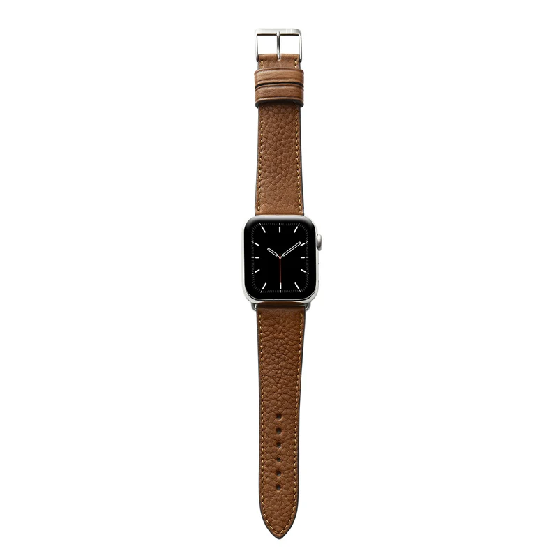 Apple Watch 1-9 Armband "EIMSBÜTTEL" (zertifiziertes Bioleder) – Cognac