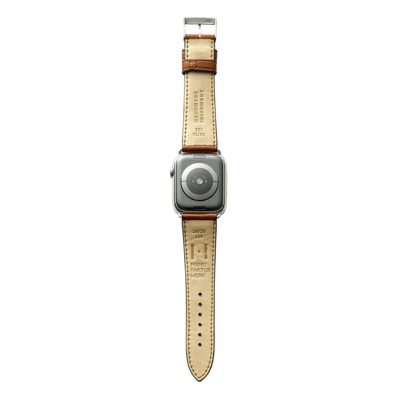 Apple Watch 1-9 Armband "EIMSBÜTTEL" (zertifiziertes Bioleder) – Cognac