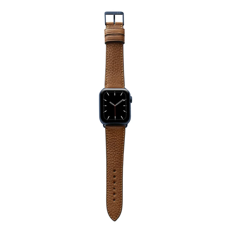 Apple Watch 1-9 Armband "EIMSBÜTTEL" (zertifiziertes Bioleder) – Cognac