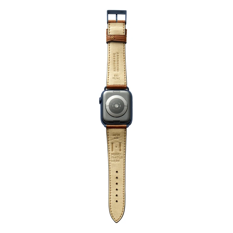 Apple Watch 1-9 Armband "EIMSBÜTTEL" (zertifiziertes Bioleder) – Cognac