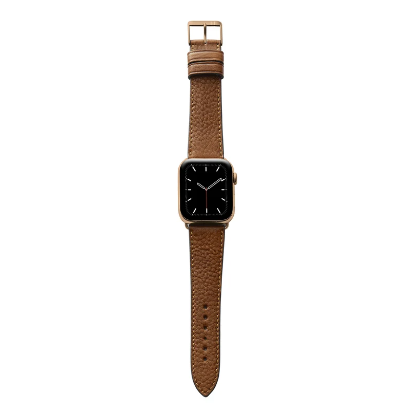Apple Watch 1-9 Armband "EIMSBÜTTEL" (zertifiziertes Bioleder) – Cognac