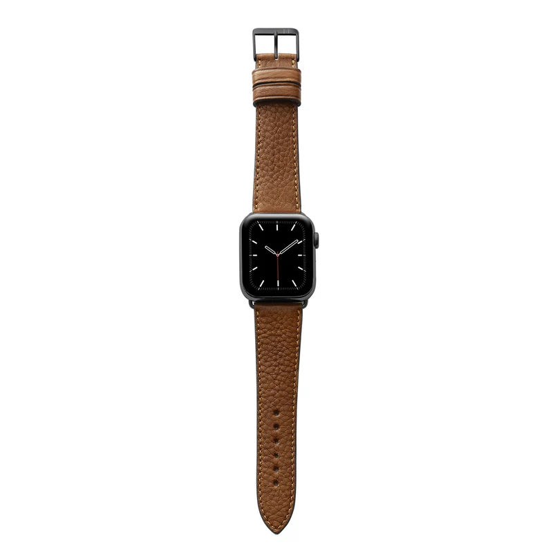 Apple Watch 1-9 Armband "EIMSBÜTTEL" (zertifiziertes Bioleder) – Cognac