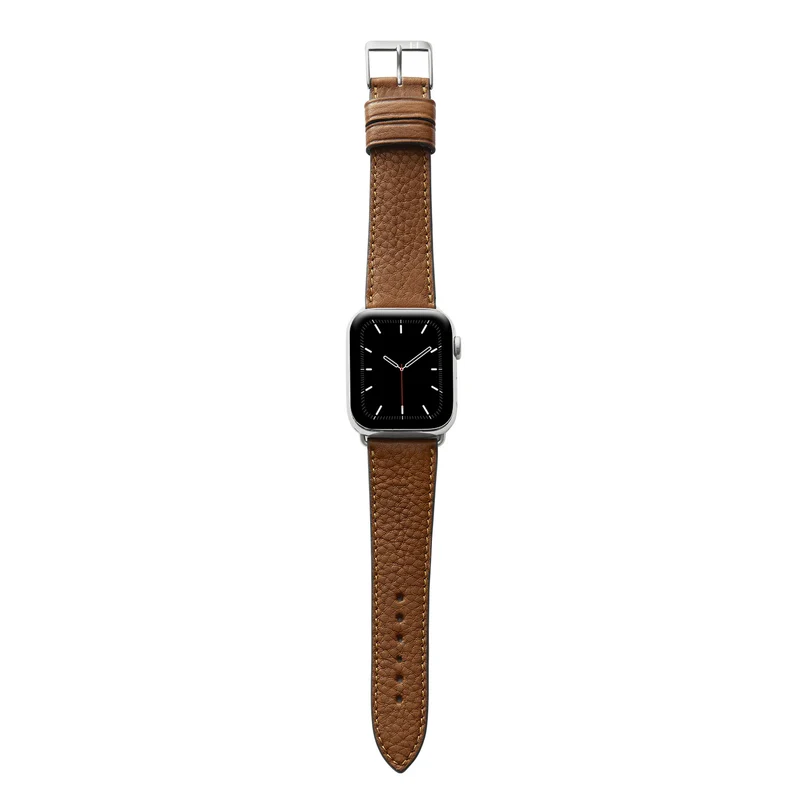 Apple Watch 1-9 Armband "EIMSBÜTTEL" (zertifiziertes Bioleder) – Cognac