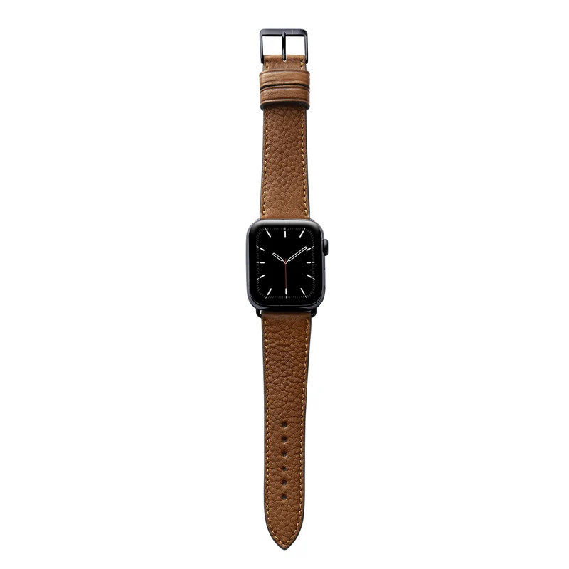 Apple Watch 1-9 Armband "EIMSBÜTTEL" (zertifiziertes Bioleder) – Cognac