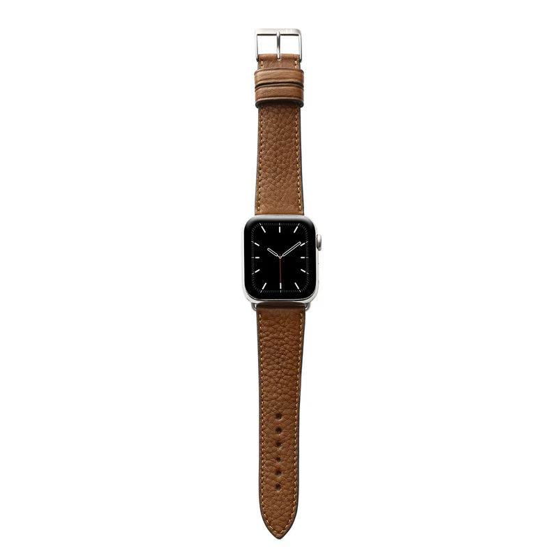 Apple Watch 1-9 Armband "EIMSBÜTTEL" (zertifiziertes Bioleder) – Cognac