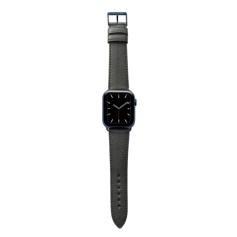 Apple Watch 1-9 Armband "EIMSBÜTTEL" (zertifiziertes Bioleder) – Schwarz
