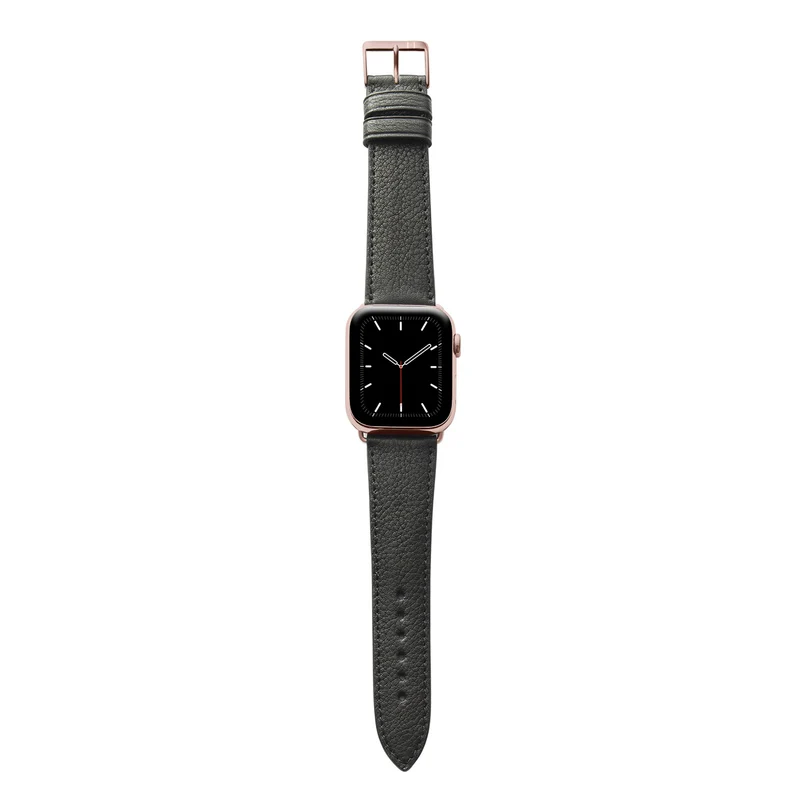 Apple Watch 1-9 Armband "EIMSBÜTTEL" (zertifiziertes Bioleder) – Schwarz