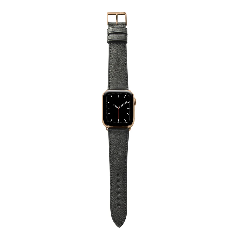 Apple Watch 1-9 Armband "EIMSBÜTTEL" (zertifiziertes Bioleder) – Schwarz