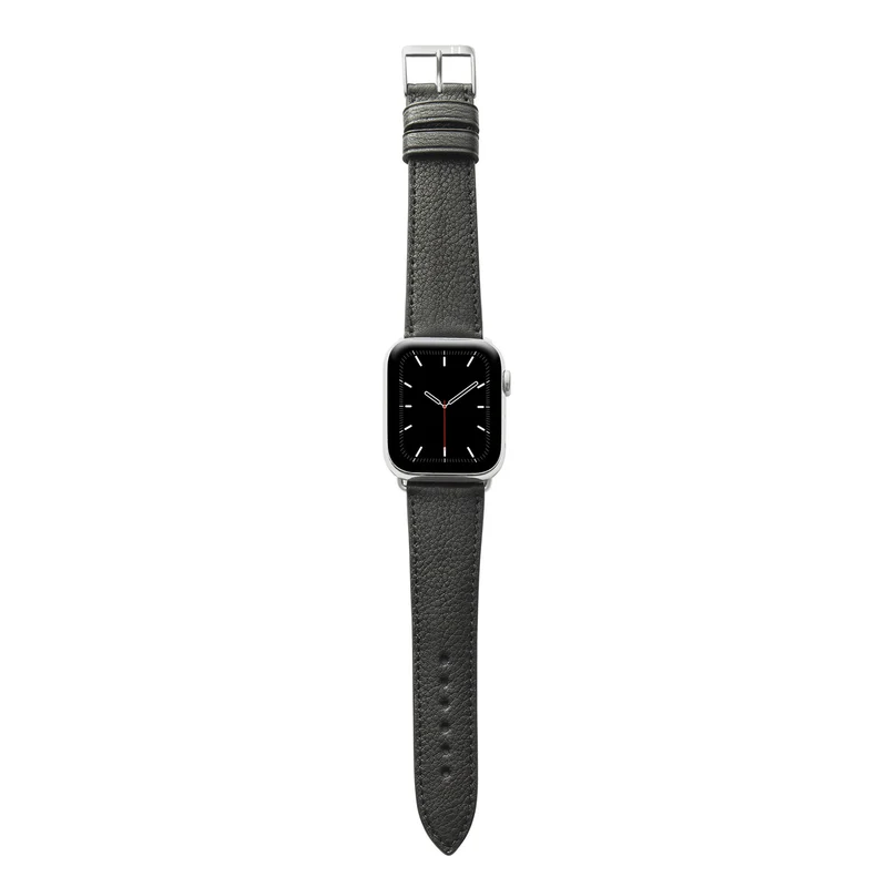 Apple Watch 1-9 Armband "EIMSBÜTTEL" (zertifiziertes Bioleder) – Schwarz