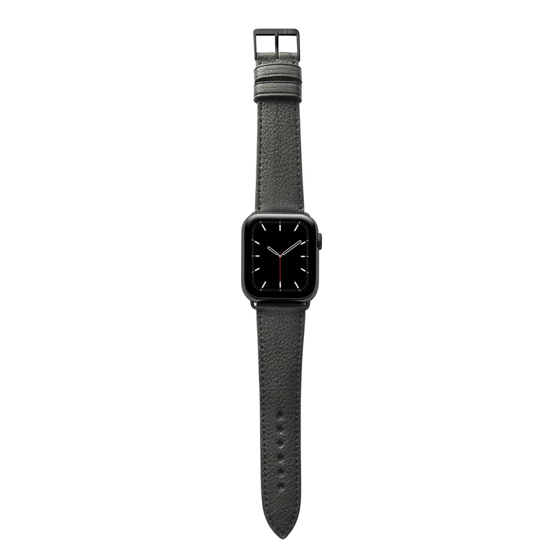 Apple Watch 1-9 Armband "EIMSBÜTTEL" (zertifiziertes Bioleder) – Schwarz