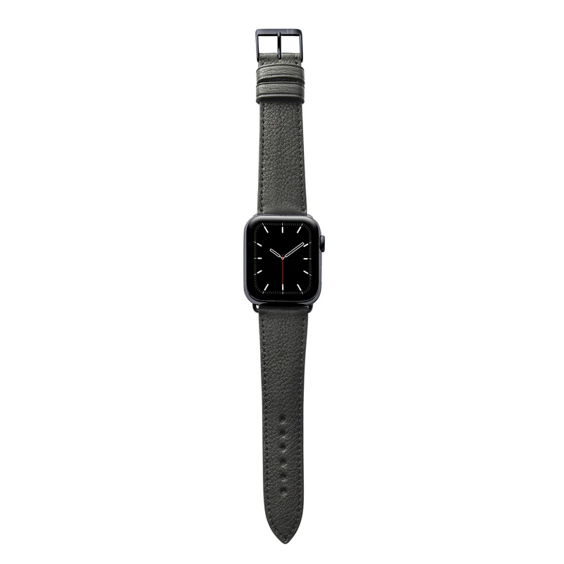 Apple Watch 1-9 Armband "EIMSBÜTTEL" (zertifiziertes Bioleder) – Schwarz