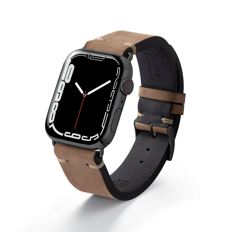 Apple Watch 1-9 Armband Vintage-Strap "UHLENHORST" (Vegetabiles Vintage Leder) – Sand