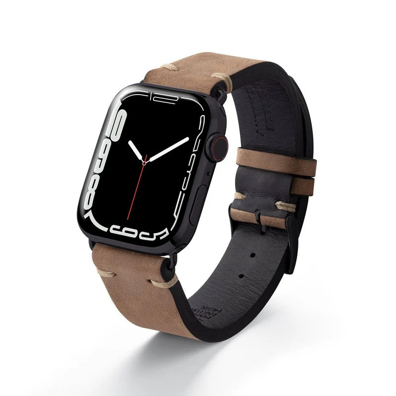 Apple Watch 1-9 Armband Vintage-Strap "UHLENHORST" (Vegetabiles Vintage Leder) – Sand