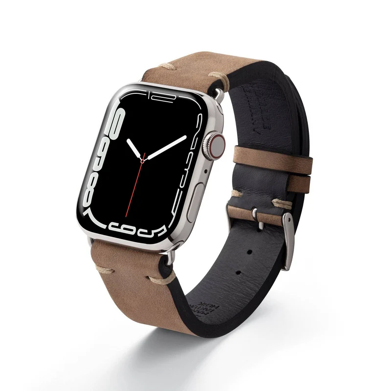 Apple Watch 1-9 Armband Vintage-Strap "UHLENHORST" (Vegetabiles Vintage Leder) – Sand
