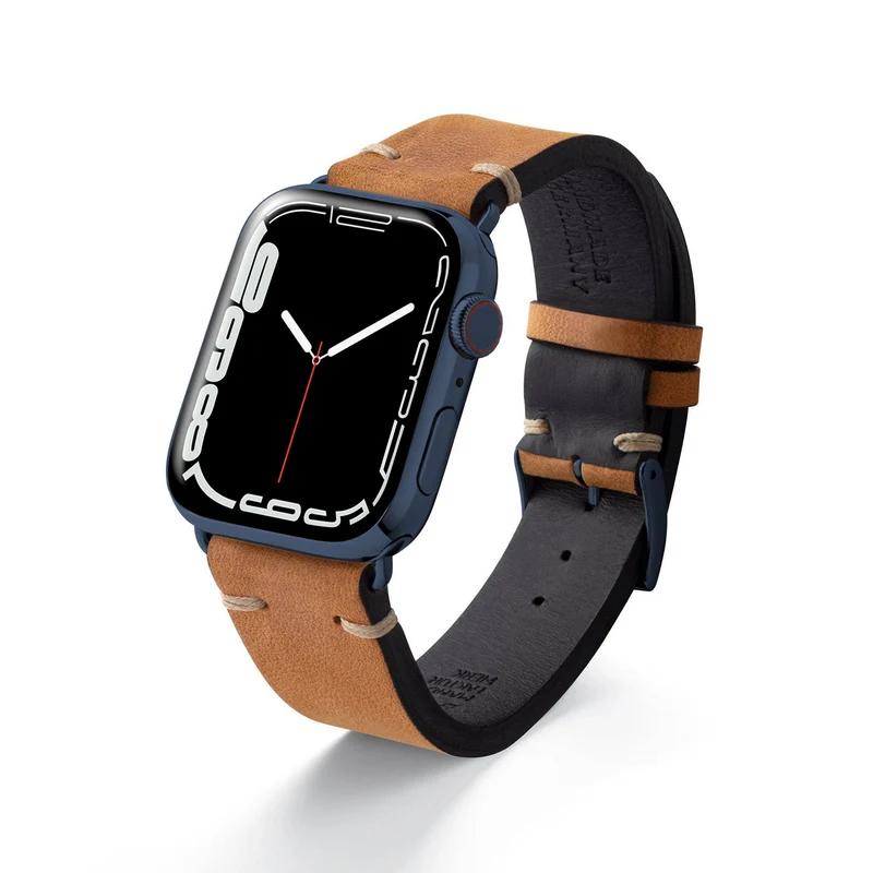 Apple Watch 1-9 Armband Vintage-Strap "UHLENHORST" (Vegetabiles Vintage Leder) – Cognac