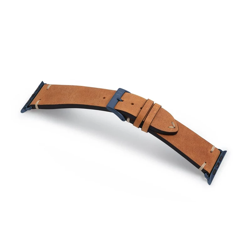 Apple Watch 1-9 Armband Vintage-Strap "UHLENHORST" (Vegetabiles Vintage Leder) – Cognac