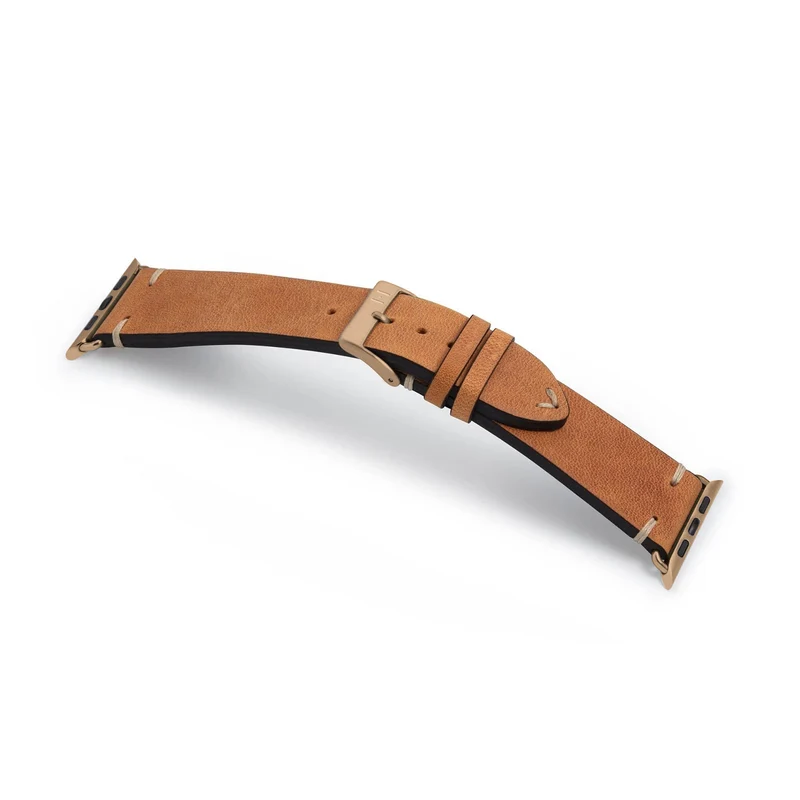 Apple Watch 1-9 Armband Vintage-Strap "UHLENHORST" (Vegetabiles Vintage Leder) – Cognac