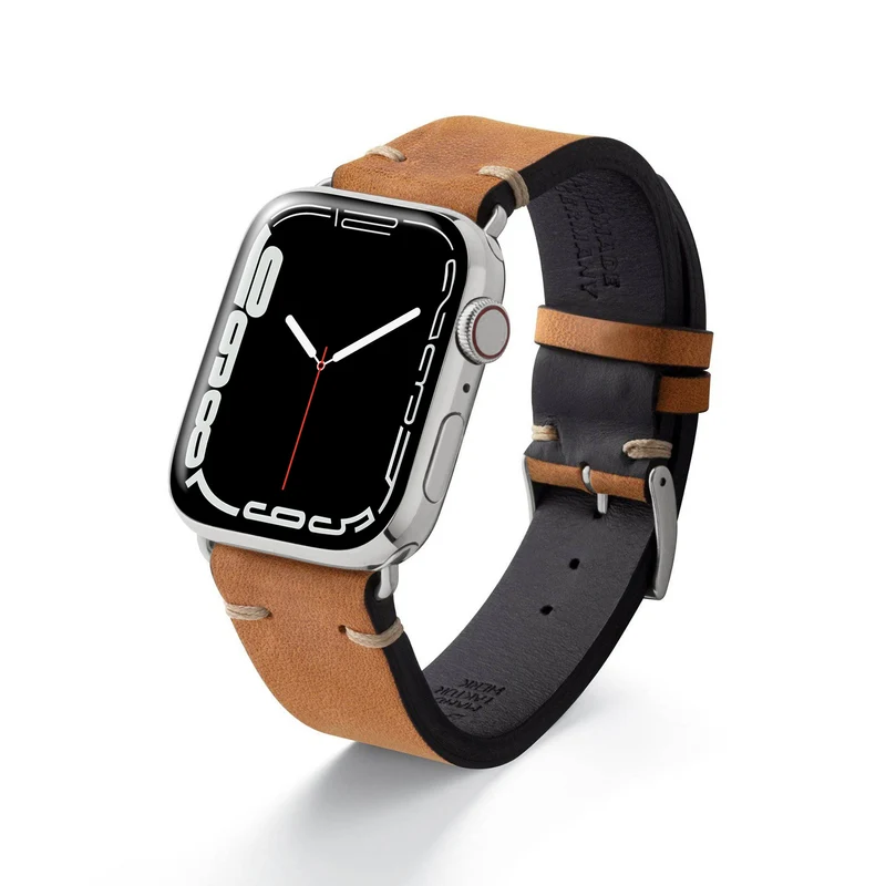 Apple Watch 1-9 Armband Vintage-Strap "UHLENHORST" (Vegetabiles Vintage Leder) – Cognac