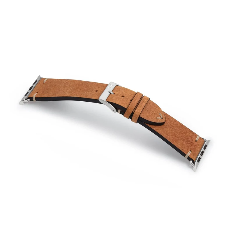 Apple Watch 1-9 Armband Vintage-Strap "UHLENHORST" (Vegetabiles Vintage Leder) – Cognac
