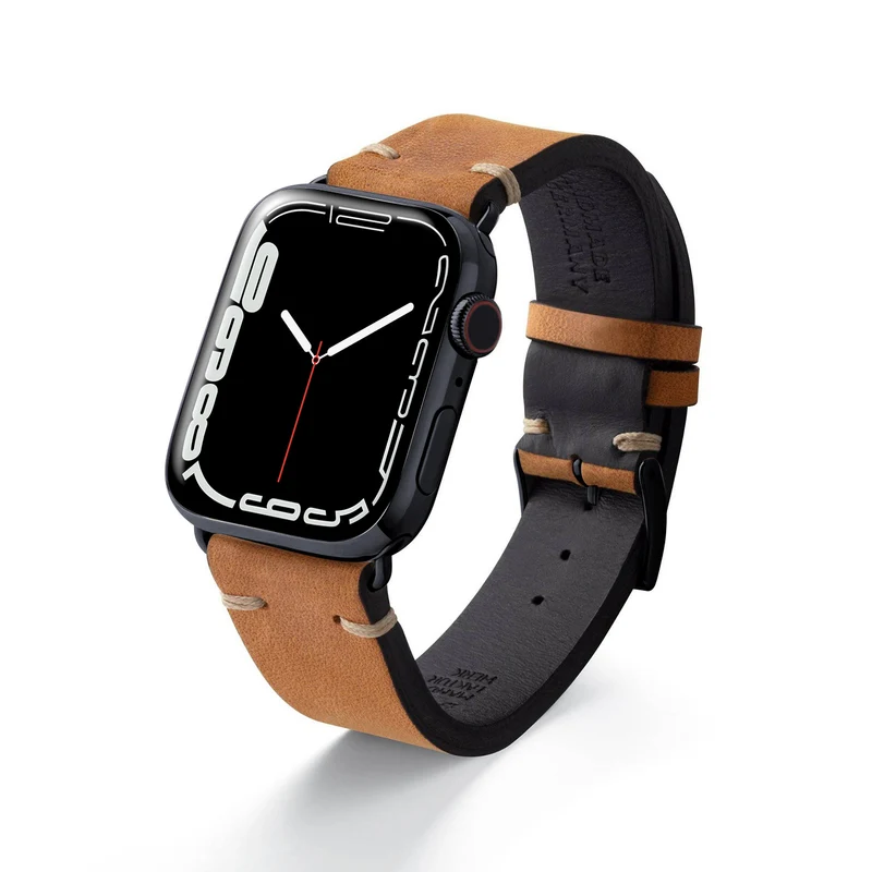 Apple Watch 1-9 Armband Vintage-Strap "UHLENHORST" (Vegetabiles Vintage Leder) – Cognac