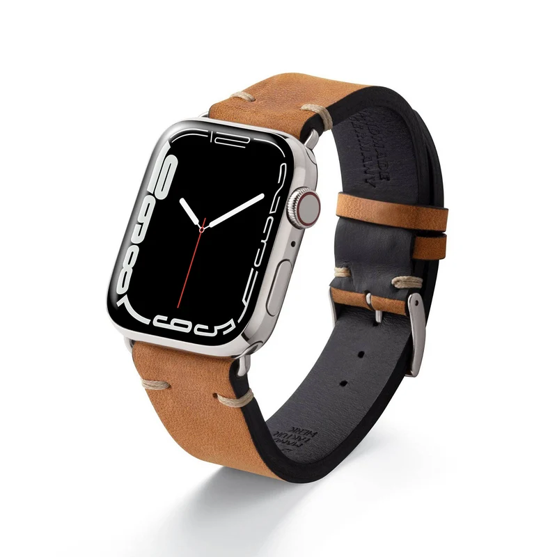 Apple Watch 1-9 Armband Vintage-Strap "UHLENHORST" (Vegetabiles Vintage Leder) – Cognac