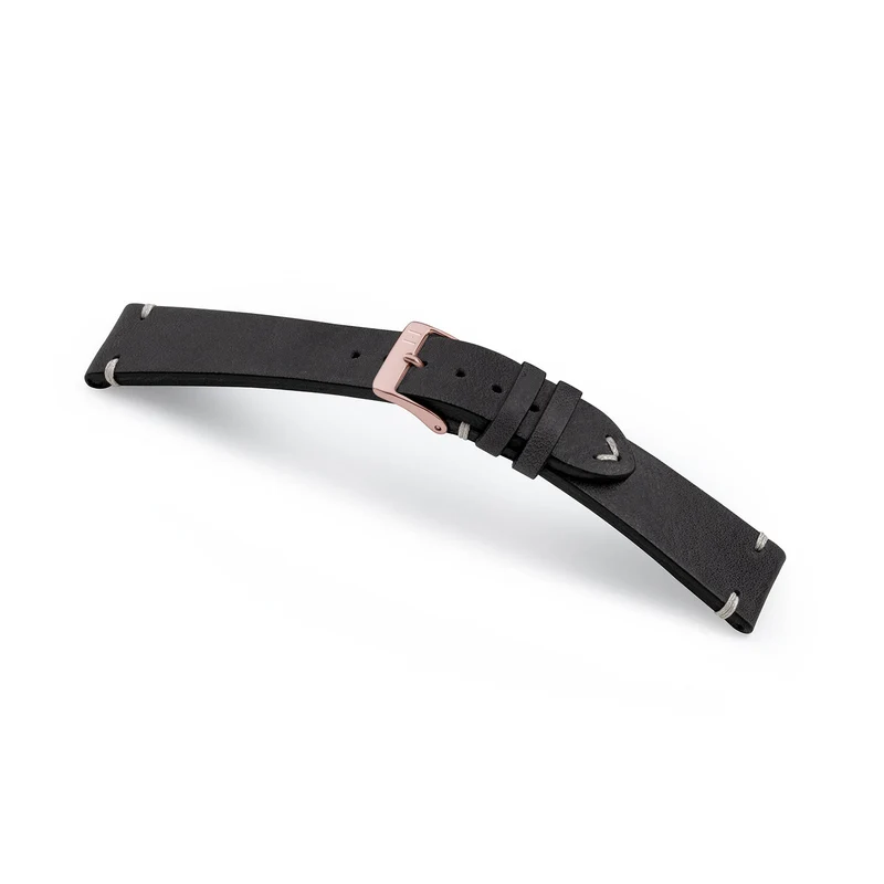 Apple Watch 1-9 Armband Vintage-Strap "UHLENHORST" (Vegetabiles Vintage Leder) – Schwarz