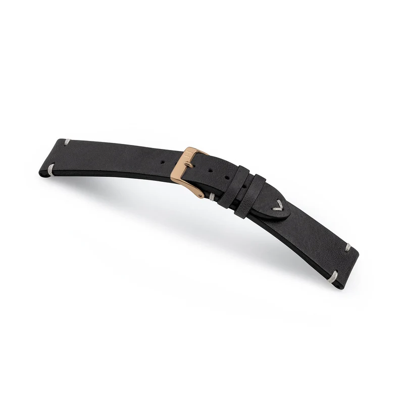 Apple Watch 1-9 Armband Vintage-Strap "UHLENHORST" (Vegetabiles Vintage Leder) – Schwarz