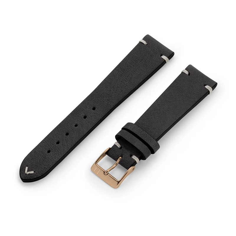 Apple Watch 1-9 Armband Vintage-Strap "UHLENHORST" (Vegetabiles Vintage Leder) – Schwarz