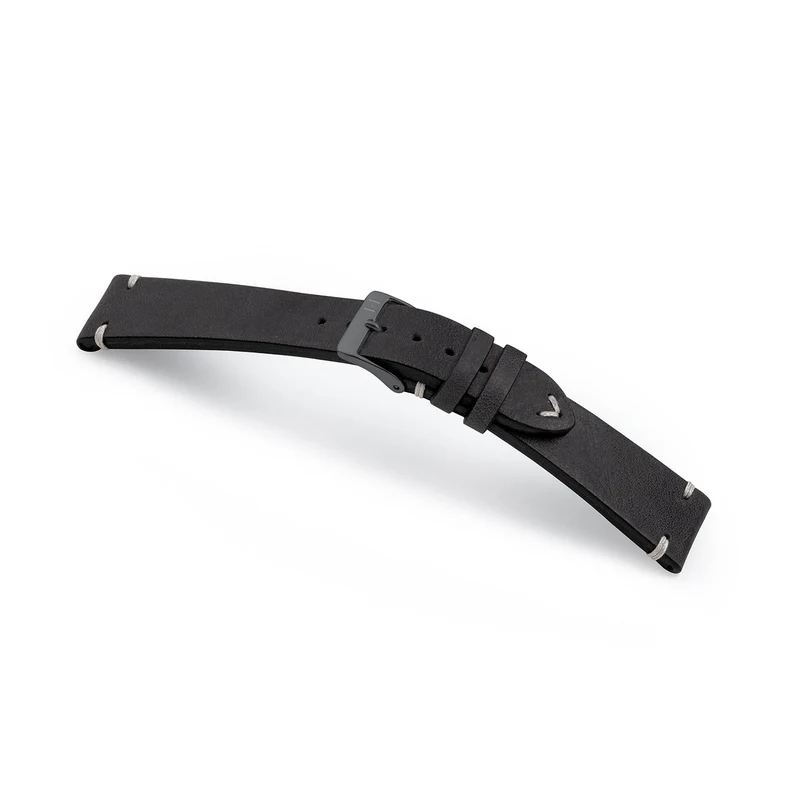 Apple Watch 1-9 Armband Vintage-Strap "UHLENHORST" (Vegetabiles Vintage Leder) – Schwarz