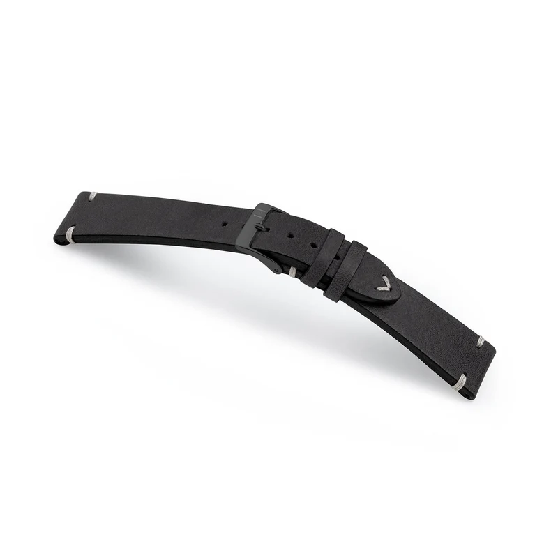 Apple Watch 1-9 Armband Vintage-Strap "UHLENHORST" (Vegetabiles Vintage Leder) – Schwarz