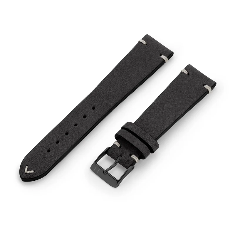 Apple Watch 1-9 Armband Vintage-Strap "UHLENHORST" (Vegetabiles Vintage Leder) – Schwarz