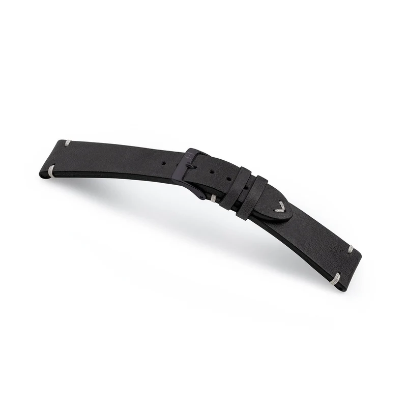 Apple Watch 1-9 Armband Vintage-Strap "UHLENHORST" (Vegetabiles Vintage Leder) – Schwarz