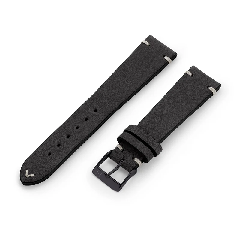 Apple Watch 1-9 Armband Vintage-Strap "UHLENHORST" (Vegetabiles Vintage Leder) – Schwarz