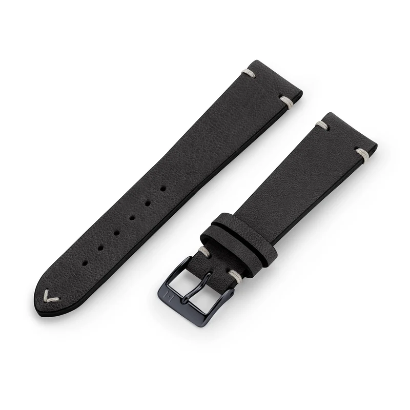 Apple Watch 1-9 Armband Vintage-Strap "UHLENHORST" (Vegetabiles Vintage Leder) – Schwarz