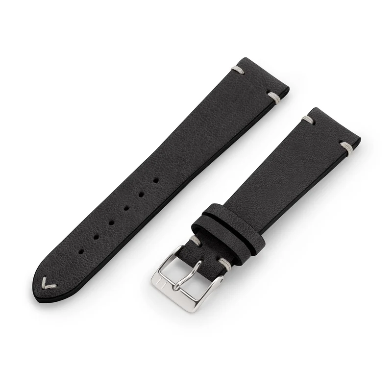 Apple Watch 1-9 Armband Vintage-Strap "UHLENHORST" (Vegetabiles Vintage Leder) – Schwarz