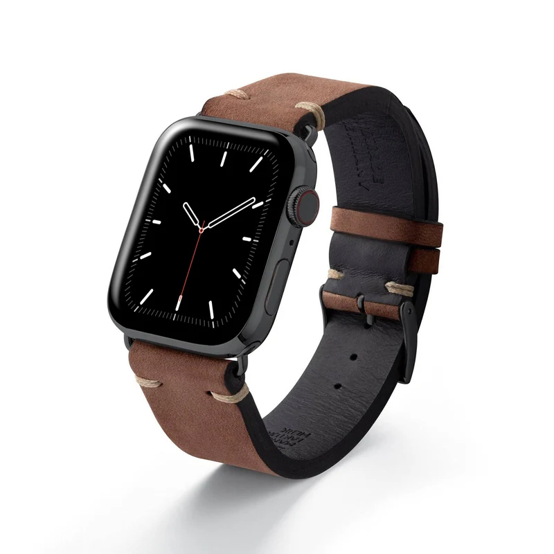 Apple Watch 1-9 Armband Vintage-Strap "UHLENHORST" (Vegetabiles Vintage Leder) – Braun