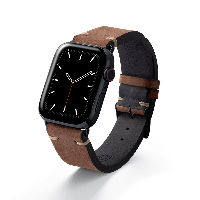 Apple Watch 1-9 Armband Vintage-Strap "UHLENHORST" (Vegetabiles Vintage Leder) – Braun