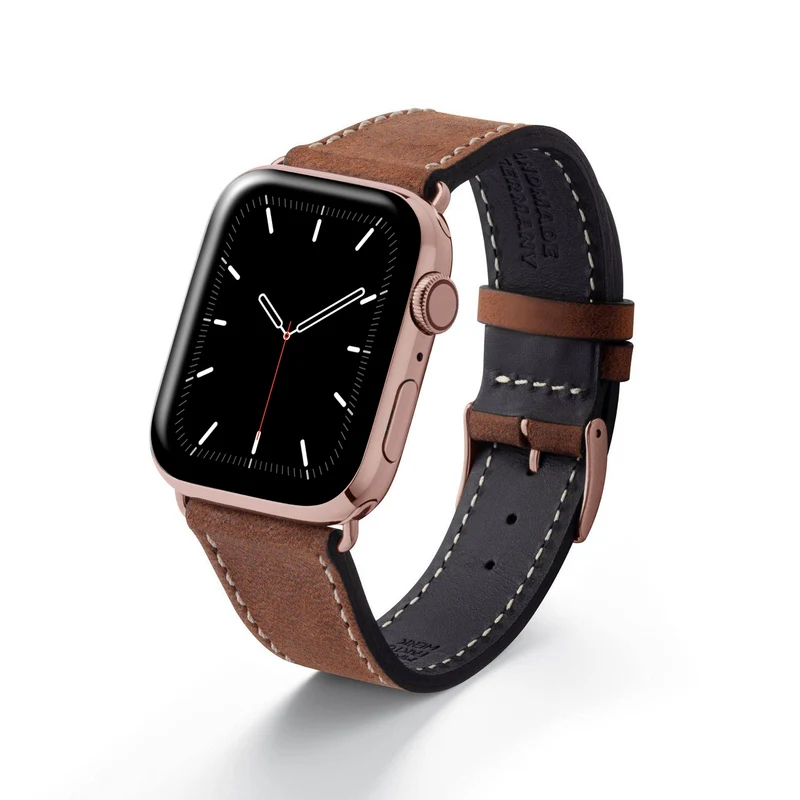 Apple Watch 1-9 Armband aus weichem Leder "HOHELUFT" – Braun