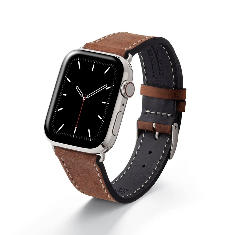 Apple Watch 1-9 Armband aus weichem Leder "HOHELUFT" – Braun