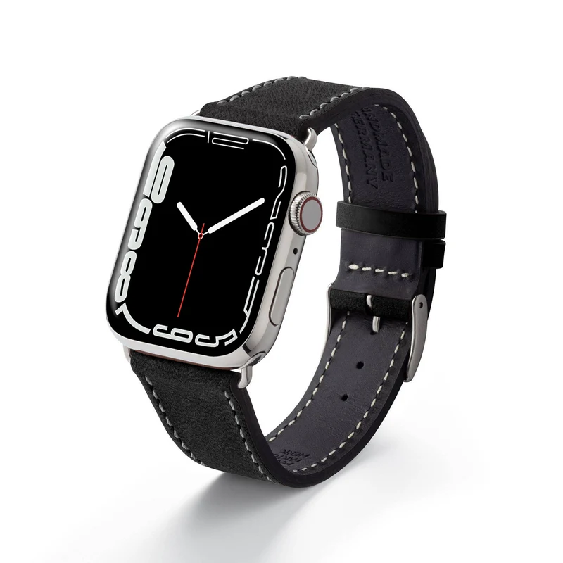 Apple Watch 1-9 Armband aus weichem Leder "HOHELUFT" – Schwarz