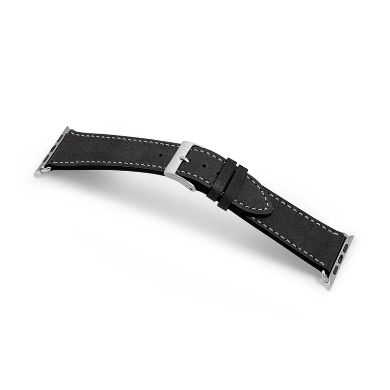 Apple Watch 1-9 Armband aus weichem Leder "HOHELUFT" – Schwarz
