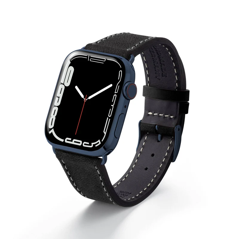 Apple Watch 1-9 Armband aus weichem Leder "HOHELUFT" – Schwarz