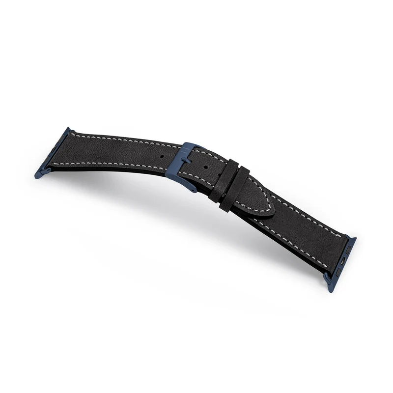 Apple Watch 1-9 Armband aus weichem Leder "HOHELUFT" – Schwarz