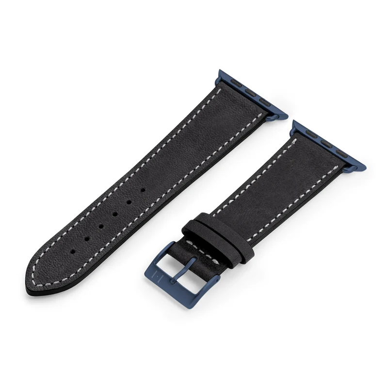 Apple Watch 1-9 Armband aus weichem Leder "HOHELUFT" – Schwarz