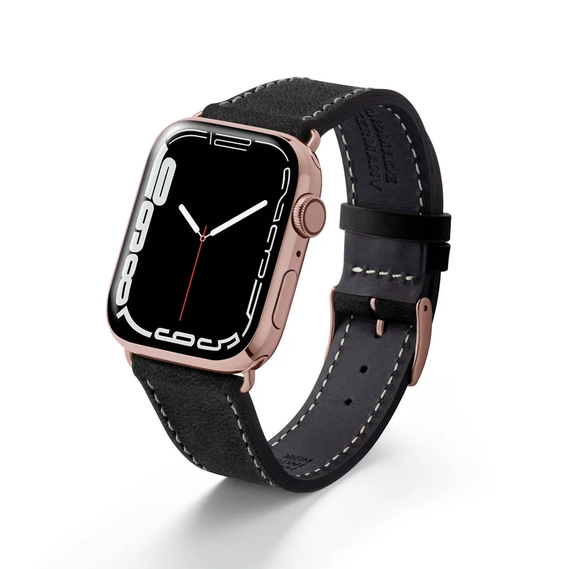 Apple Watch 1-9 Armband aus weichem Leder "HOHELUFT" – Schwarz