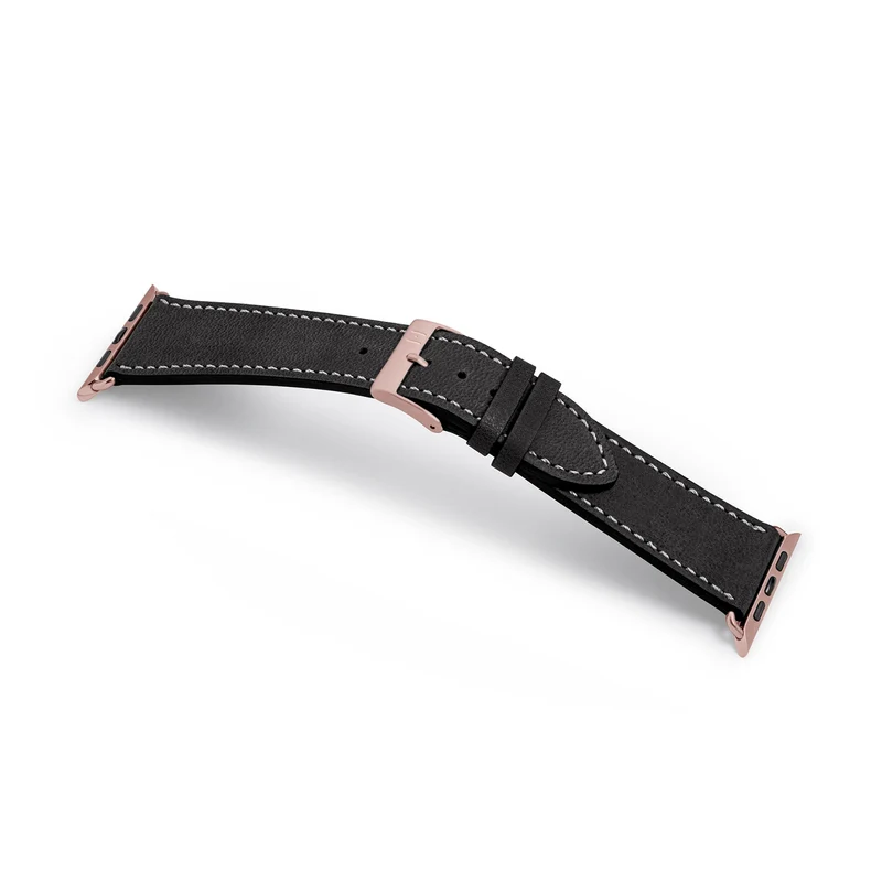 Apple Watch 1-9 Armband aus weichem Leder "HOHELUFT" – Schwarz