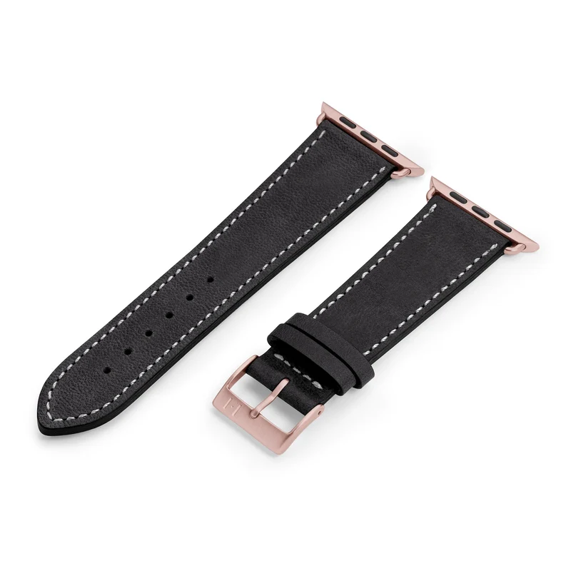 Apple Watch 1-9 Armband aus weichem Leder "HOHELUFT" – Schwarz